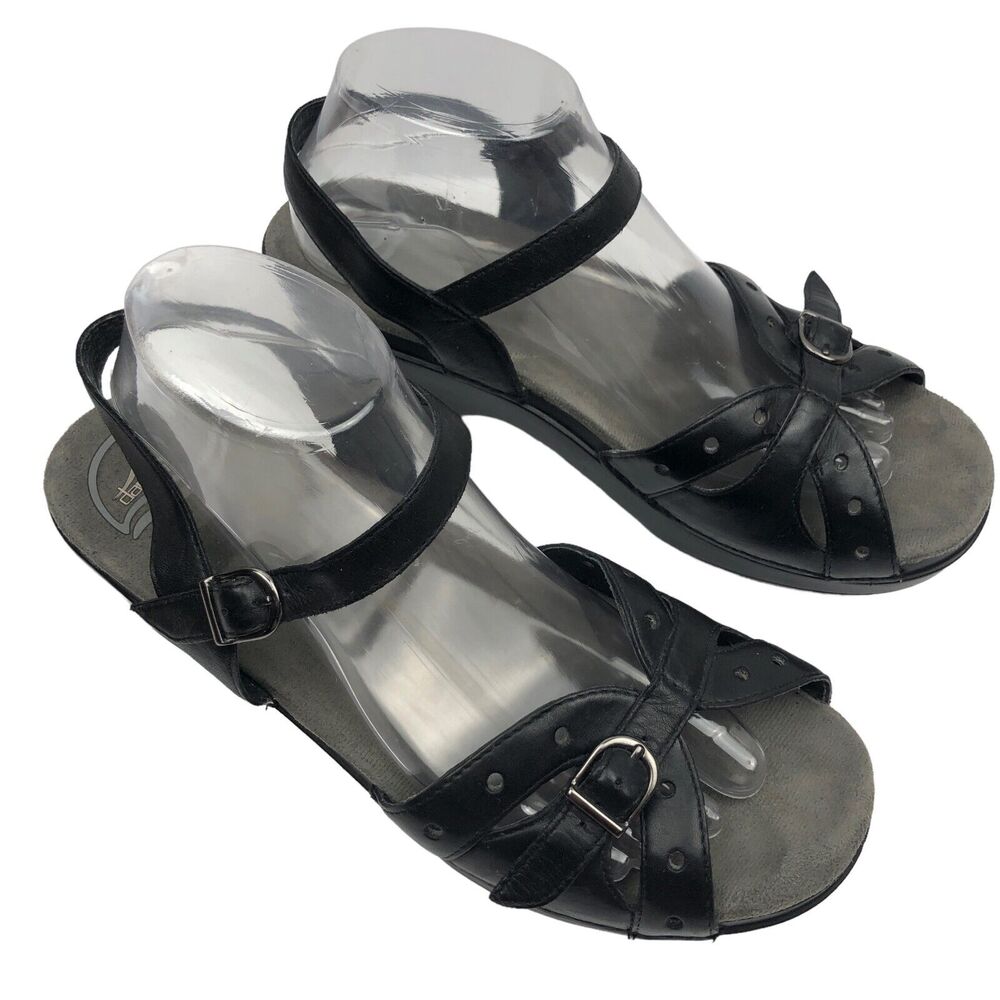 Dansko Sissy Sandals‎ Sz 41 10.5 - 11 Leather Strappy Heel Buckle Platform Shoes